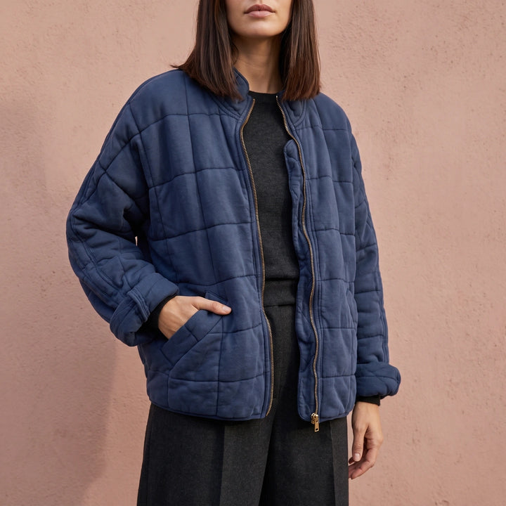 Elettra Lightweight Quilted Zip Jacket - Dark Blue
