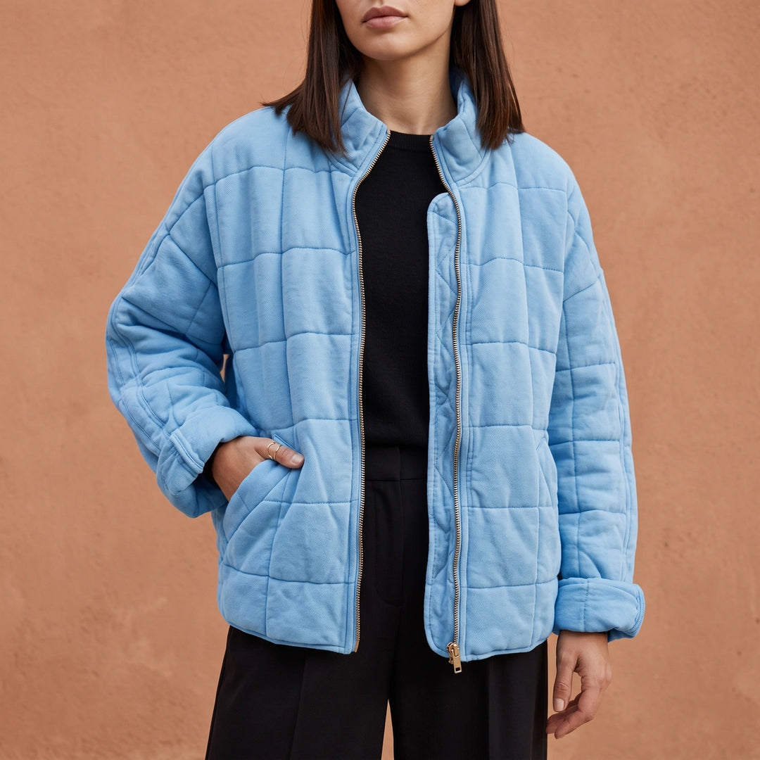 Elettra Lightweight Quilted Zip Jacket - Light Blue