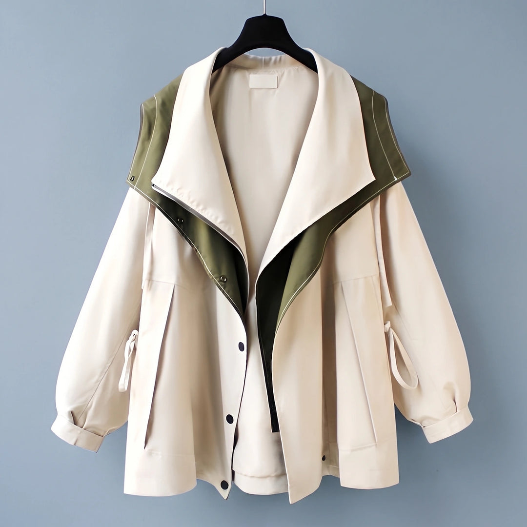 Emery Windproof Double Layer Oversized Jacket - Beige