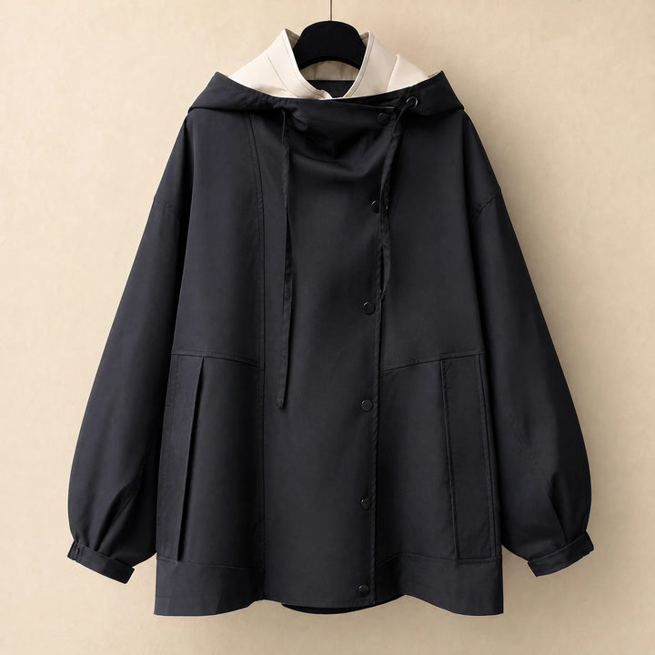 Emery Windproof Double Layer Oversized Jacket - Black