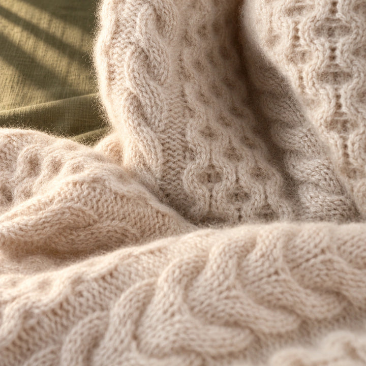 Erin Oversized Cable Knit Turtleneck Sweater - Peach