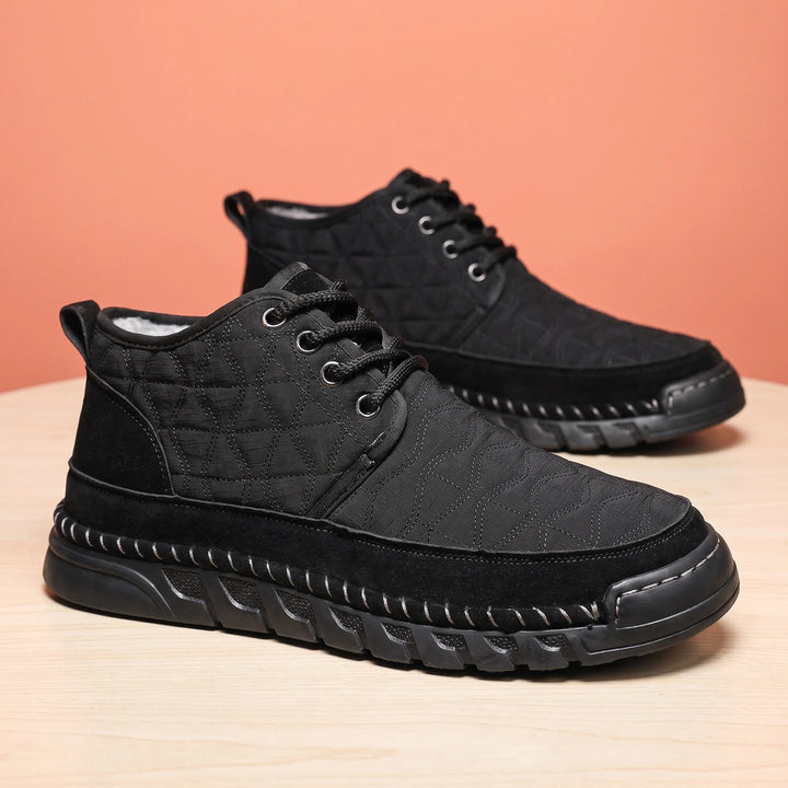 Evander Quilted Cow Suede Low Top Sneakers - Black