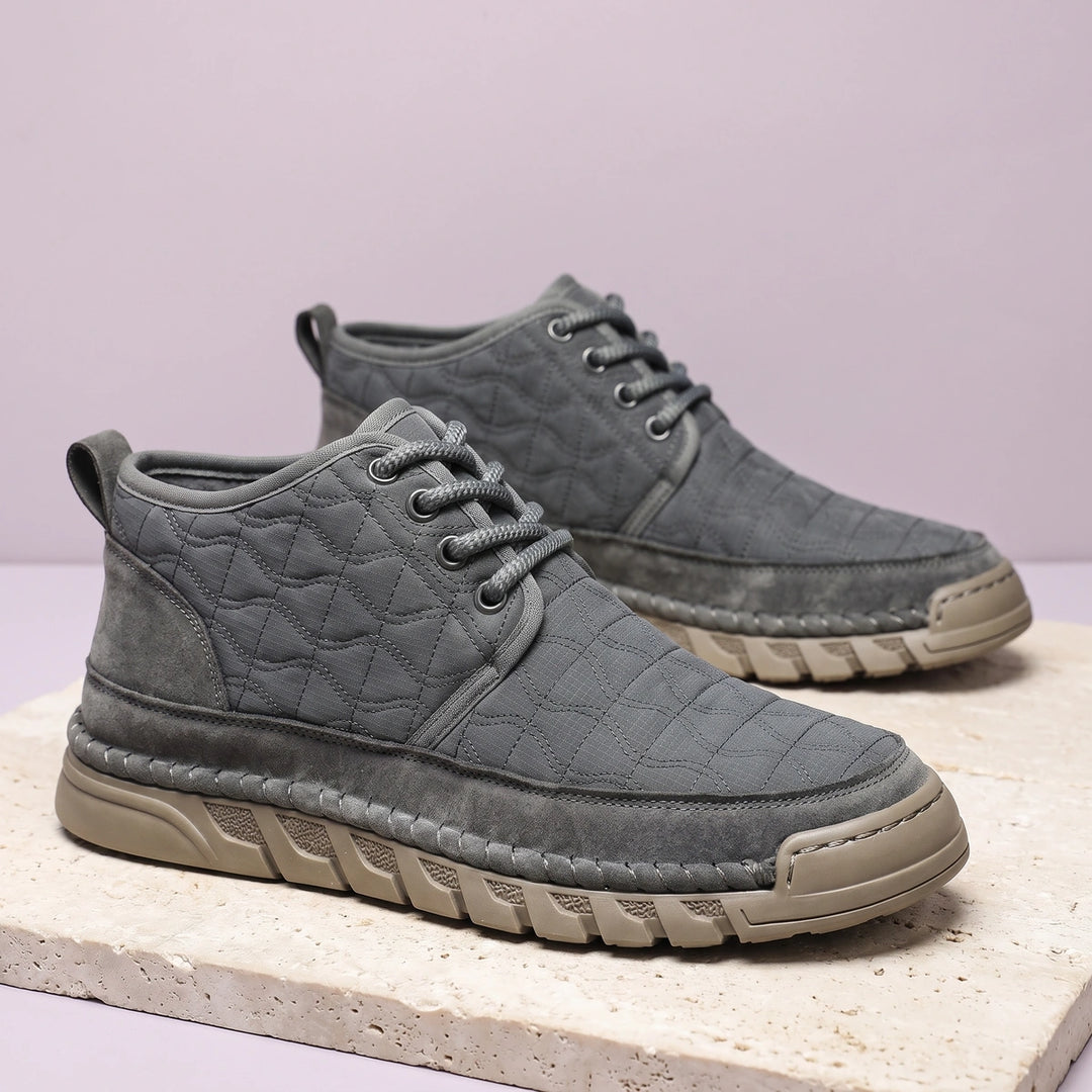 Evander Quilted Cow Suede Low Top Sneakers - Gray
