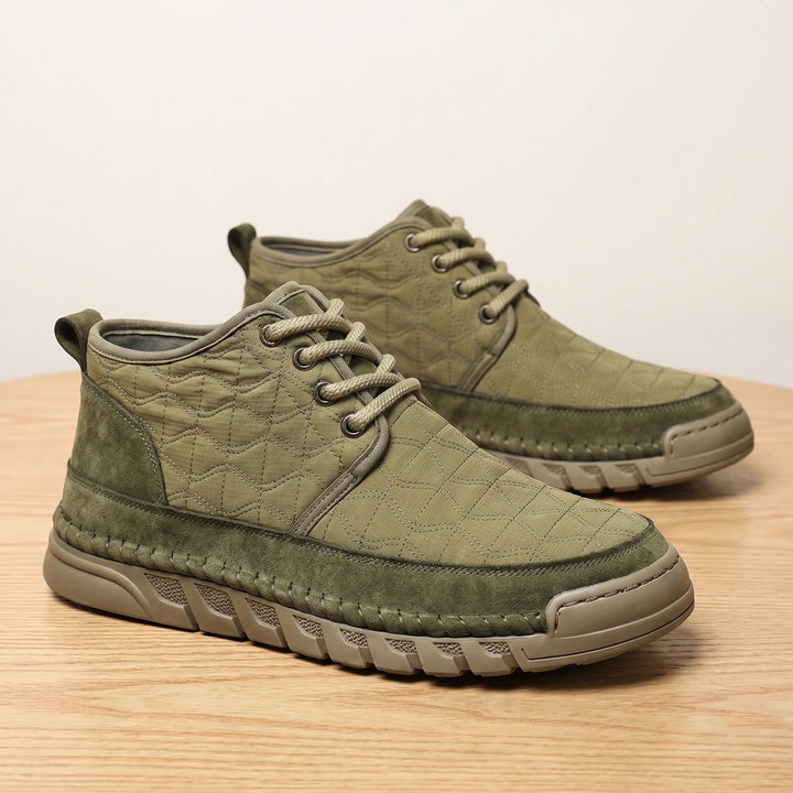 Evander Quilted Cow Suede Low Top Sneakers - Green