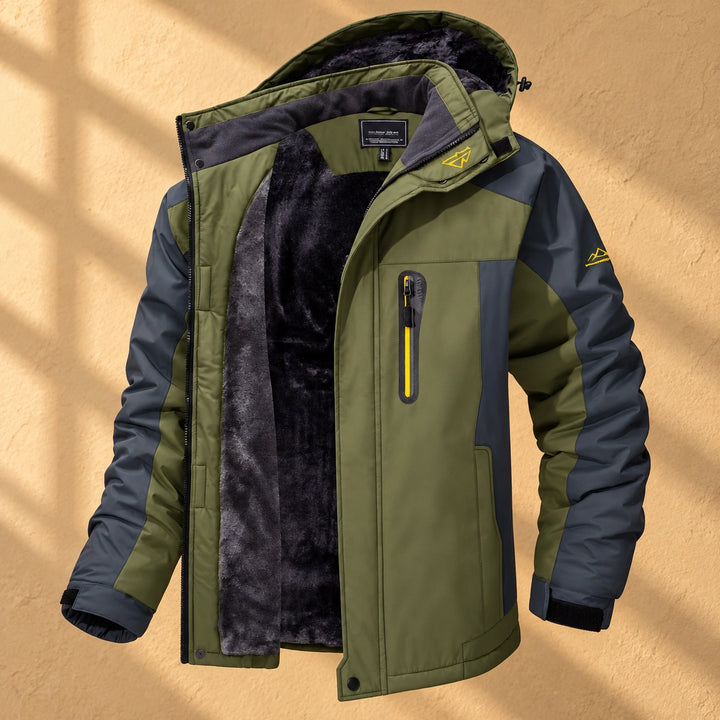 Florentin Fleece Lined Colorblock Hooded Jacket - Green