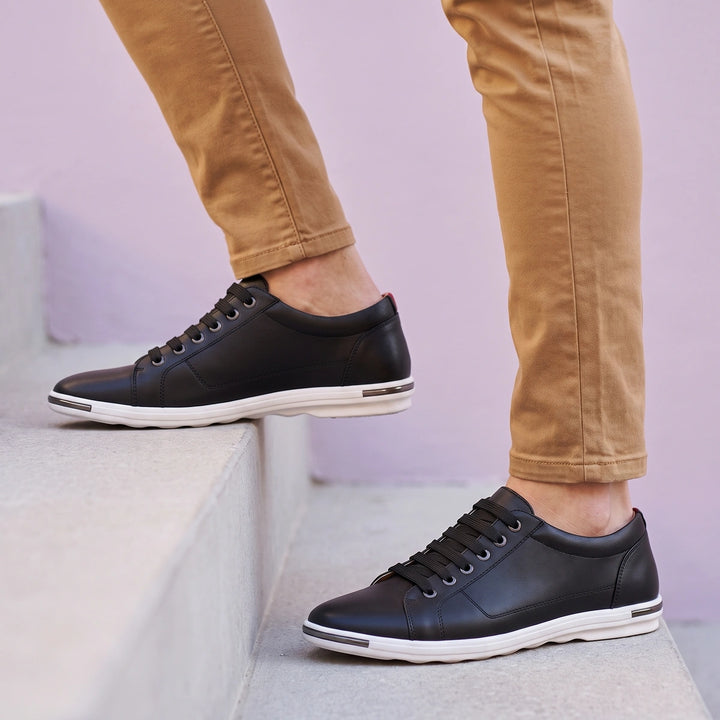 Gideon Genuine Leather Dress Sneakers - Black