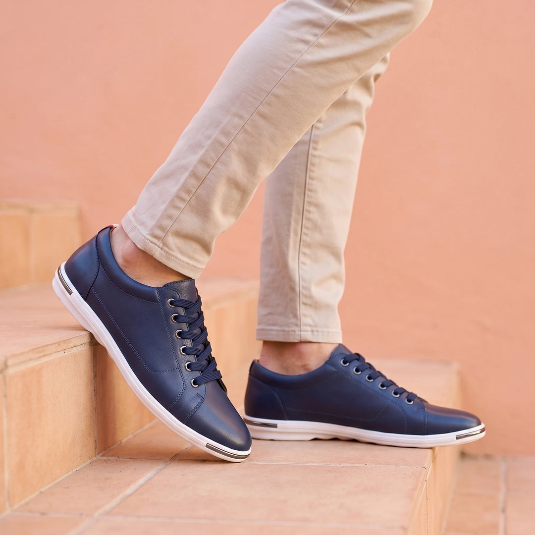 Gideon Genuine Leather Dress Sneakers - Blue
