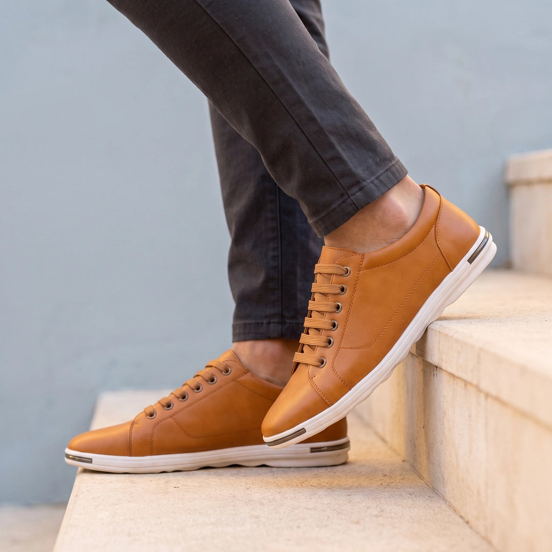Gideon Genuine Leather Dress Sneakers - Brown