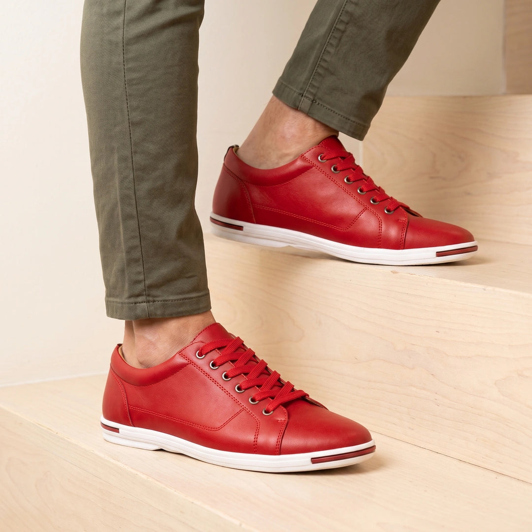 Gideon Genuine Leather Dress Sneakers - Red