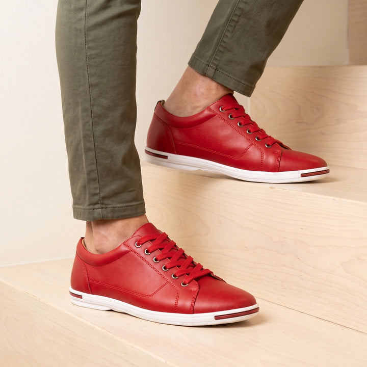 Gideon Genuine Leather Dress Sneakers - Red