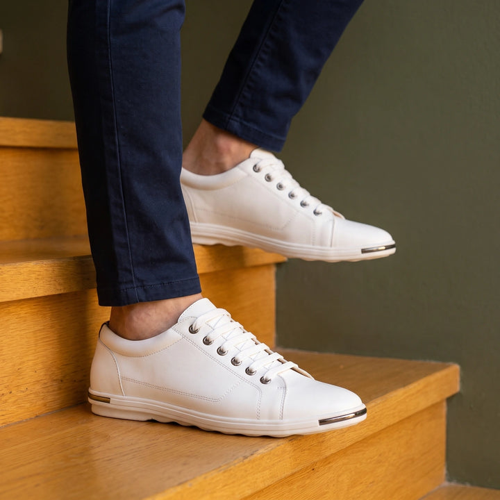 Gideon Genuine Leather Dress Sneakers - White