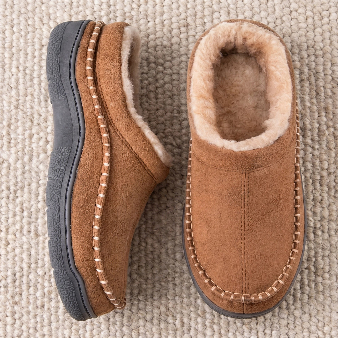 Gordon Suede Fleece Lined Moccasin Slippers - Light Brown
