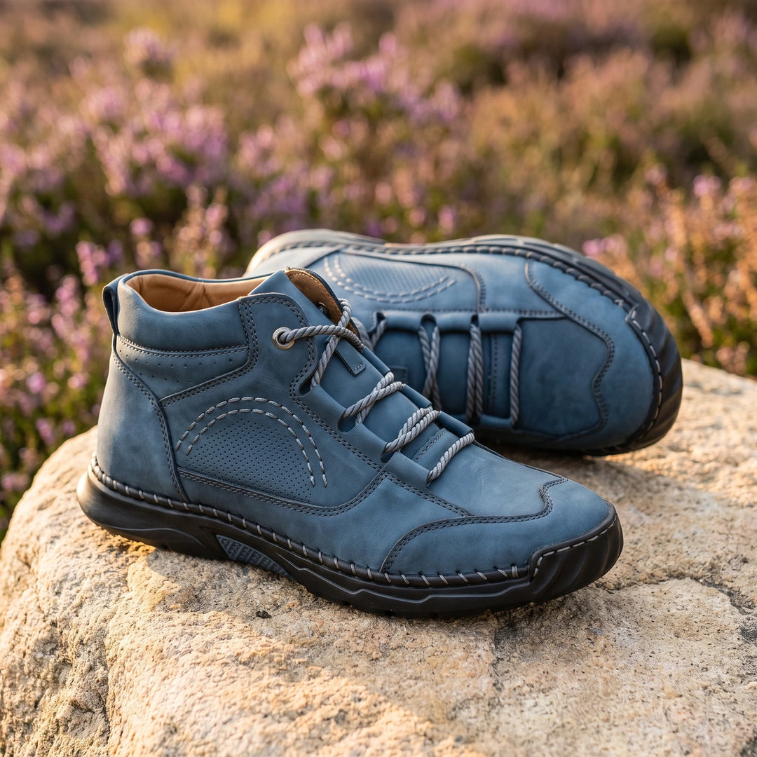 Hector Genuine Leather Hand Stitched Lace Up Chukka Boots - Blue