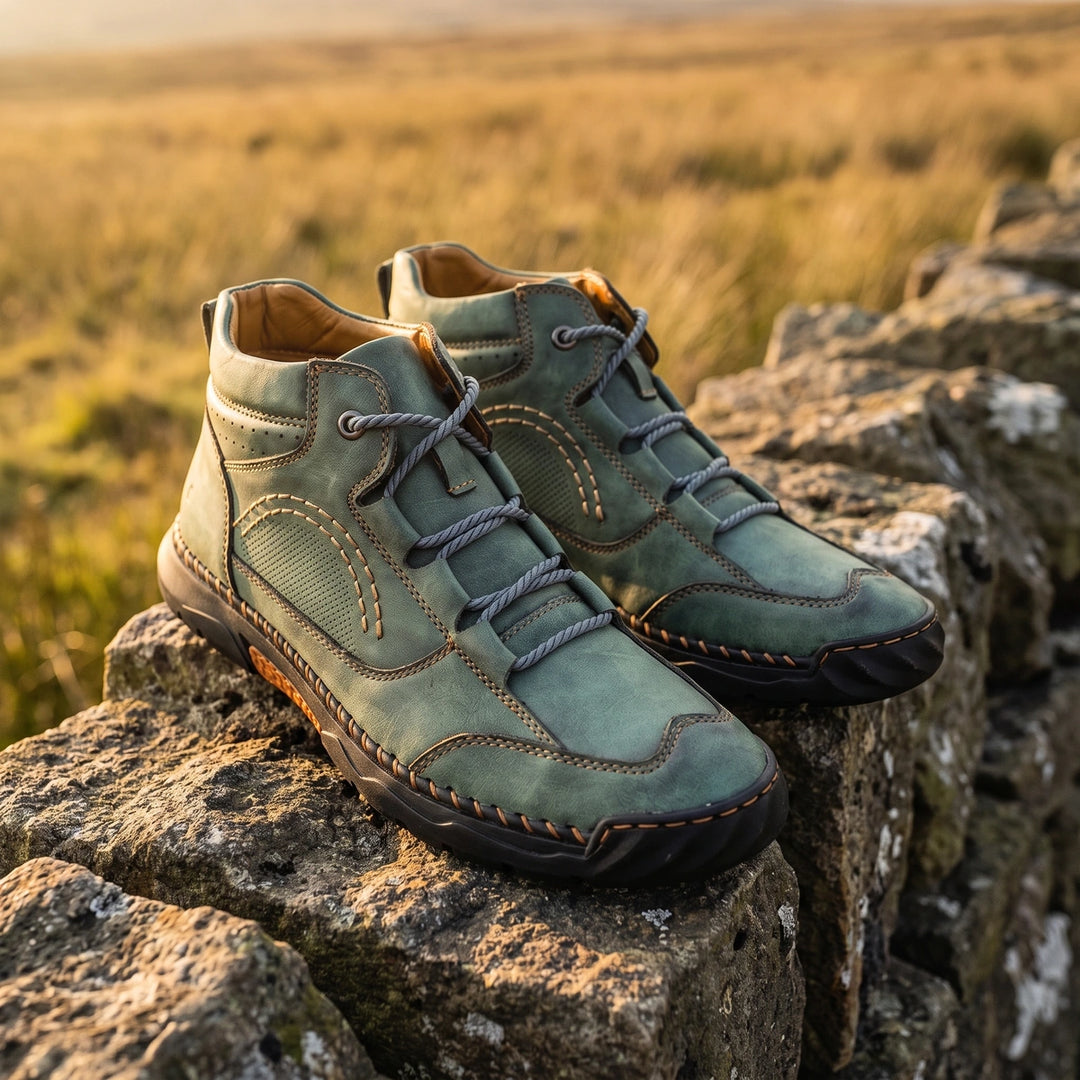 Hector Genuine Leather Hand Stitched Lace Up Chukka Boots - Green