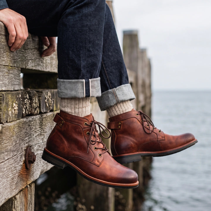 Henry Full Grain Leather Lace Up Ankle Boots - Brown