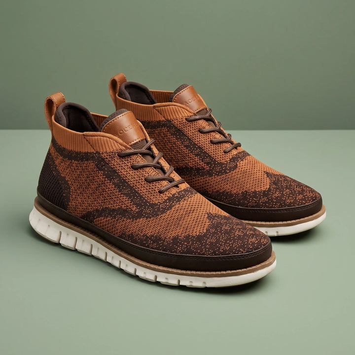 Isidore Knit Upper Cushioned Chukka Sneaker Boots - Brown