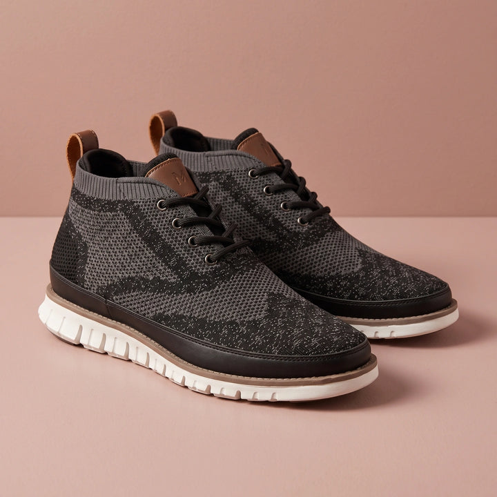 Isidore Knit Upper Cushioned Chukka Sneaker Boots - Gray