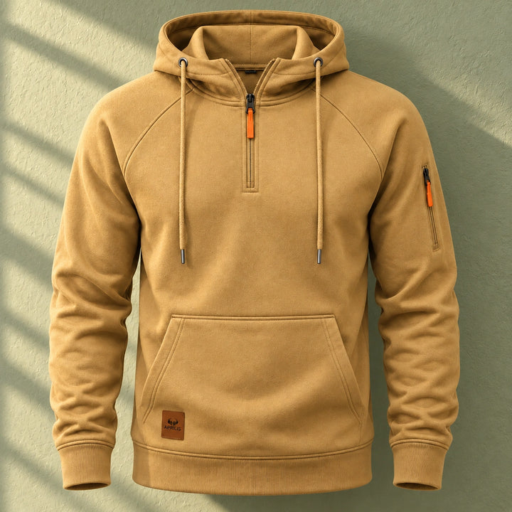 Ivan Fleece Lined Quarter Zip Hoodie - Khaki