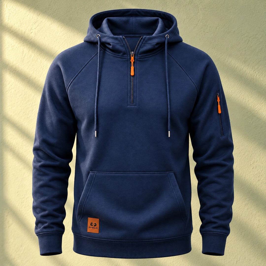 Ivan Fleece Lined Quarter Zip Hoodie - Navy