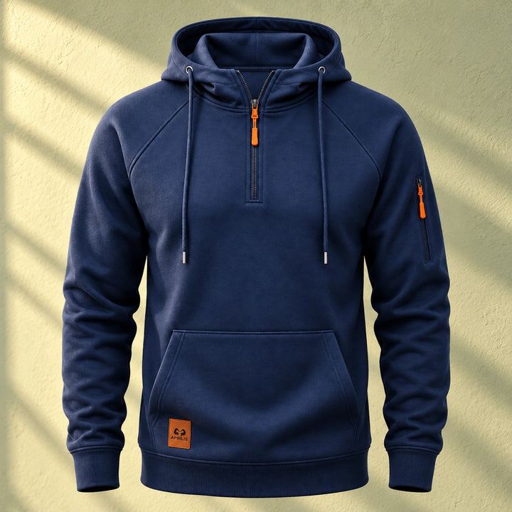 Ivan Fleece Lined Quarter Zip Hoodie - Navy