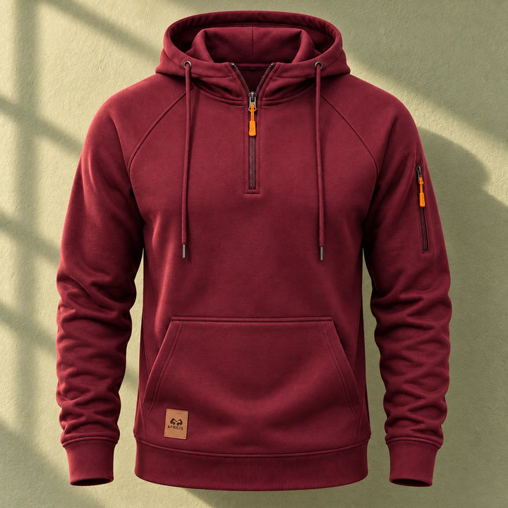 Ivan Fleece Lined Quarter Zip Hoodie - Red