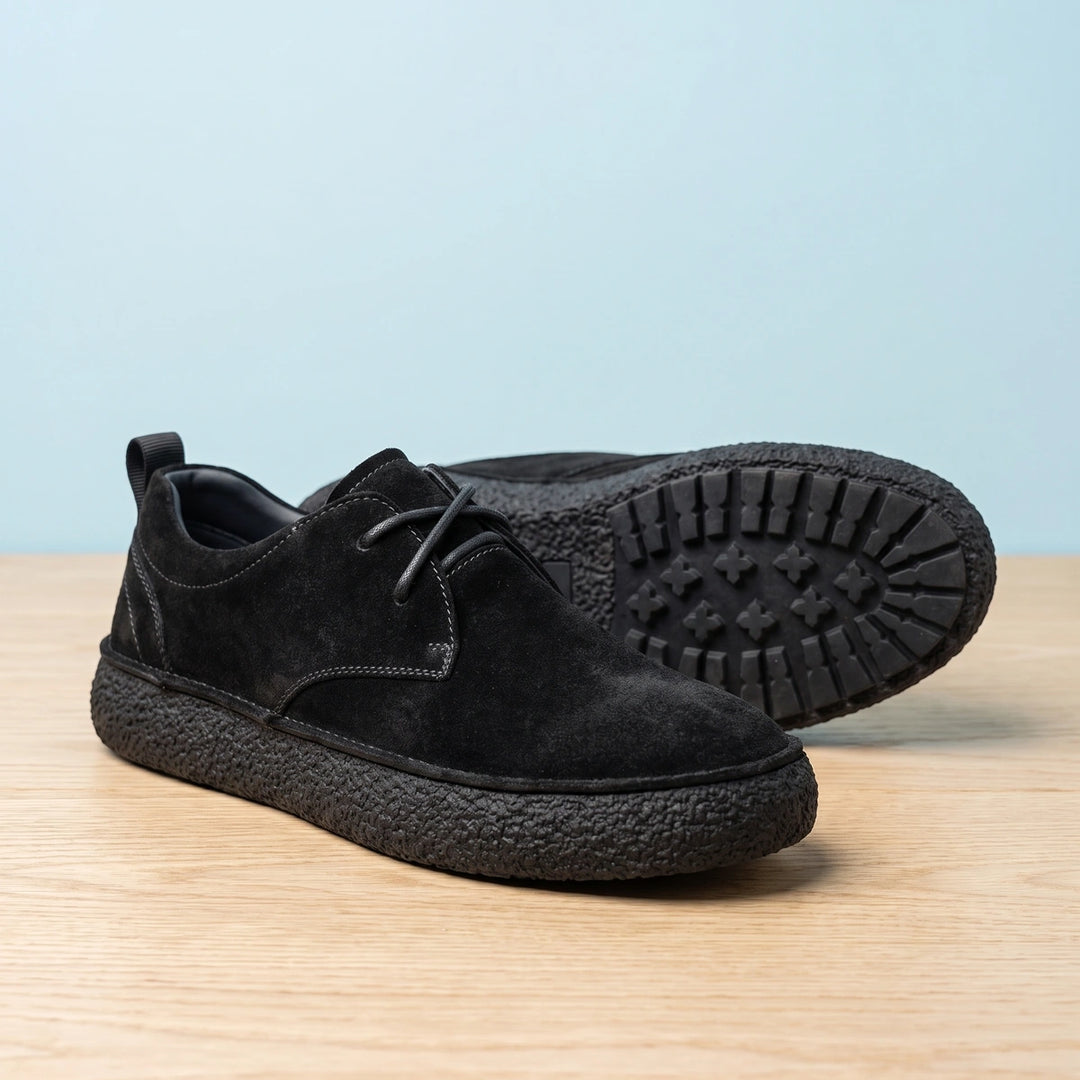 Jarvis Suede Chunky Crepe Grip Sole Derby Shoes - Black