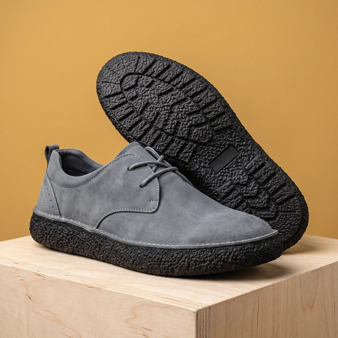 Jarvis Suede Chunky Crepe Grip Sole Derby Shoes - Gray