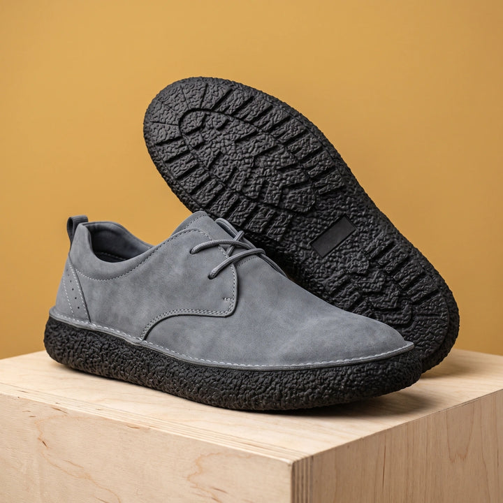 Jarvis Suede Chunky Crepe Grip Sole Derby Shoes - Gray