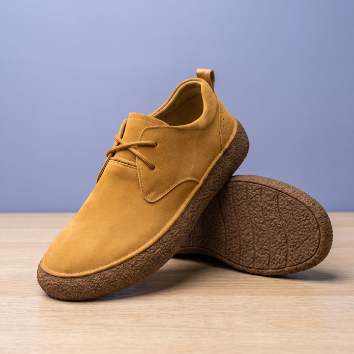 Jarvis Suede Chunky Crepe Grip Sole Derby Shoes - Tan