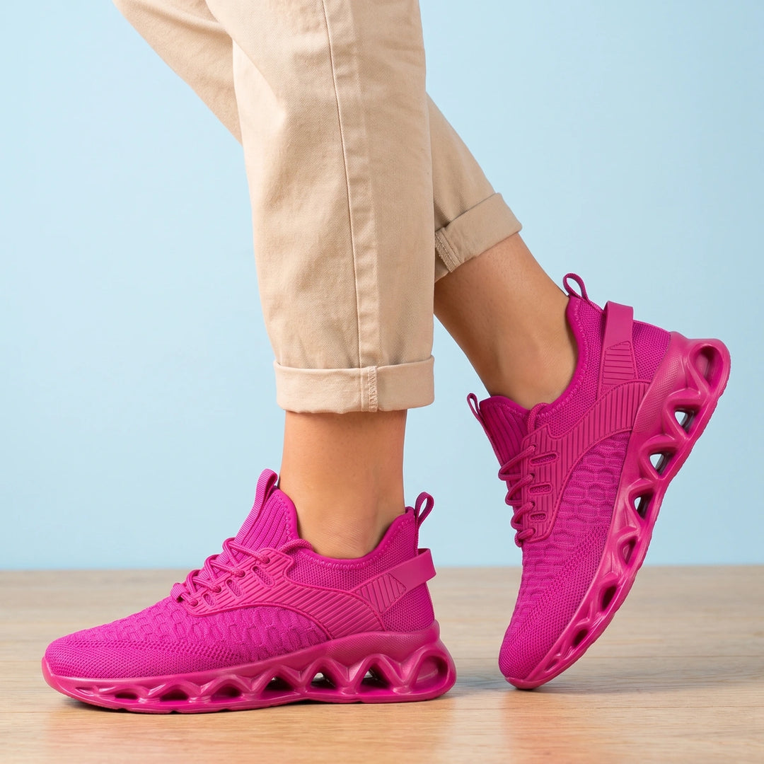 Jemima Cushioned Lightweight Lace Up Sneakers - Pink