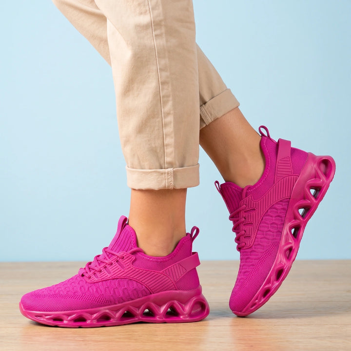 Jemima Cushioned Lightweight Lace Up Sneakers - Pink
