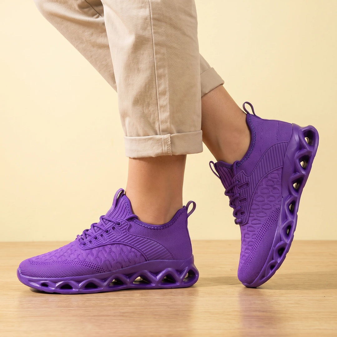 Jemima Cushioned Lightweight Lace Up Sneakers - Purple