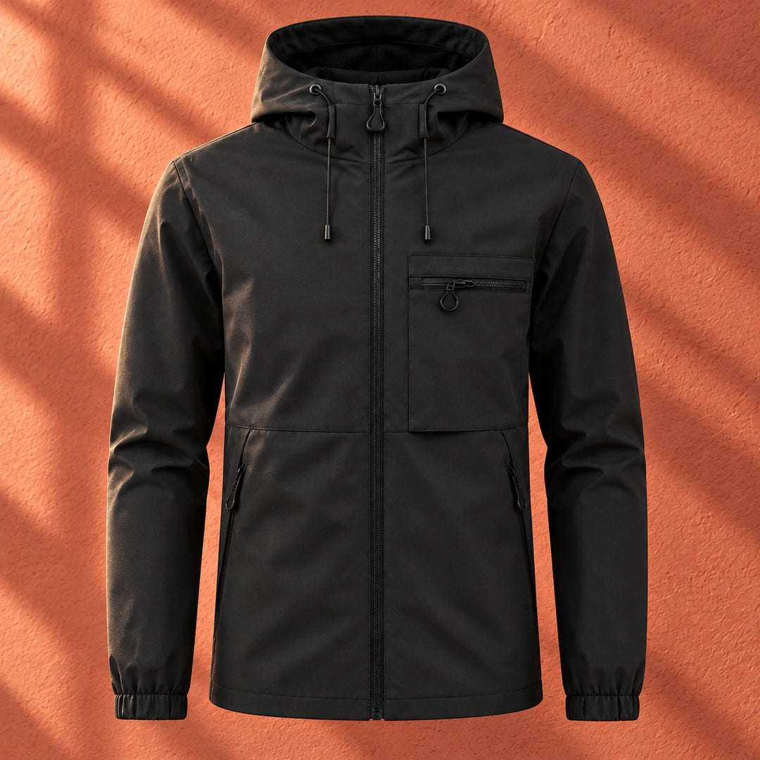 Jonas Lightweight Hooded Windbreaker Jacket - Black