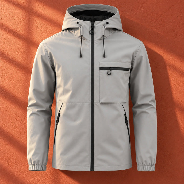 Jonas Lightweight Hooded Windbreaker Jacket - Gray