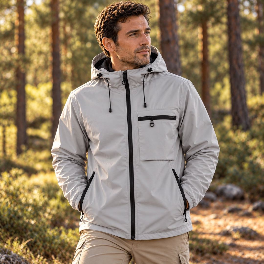 Jonas Lightweight Hooded Windbreaker Jacket - Gray