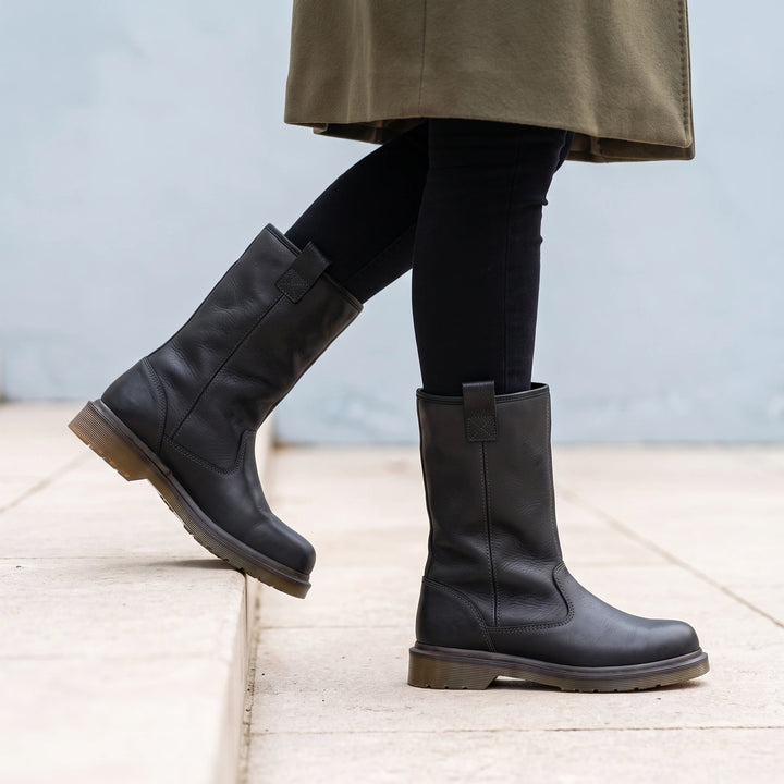 Laurentia Plush Lined Sturdy Winter Ankle Boots - Black