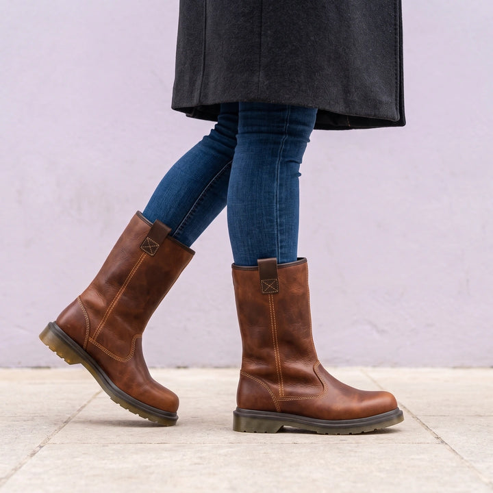 Laurentia Plush Lined Sturdy Winter Ankle Boots - Brown