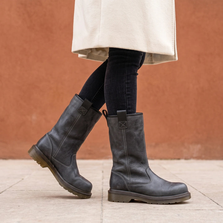 Laurentia Plush Lined Sturdy Winter Ankle Boots - Gray