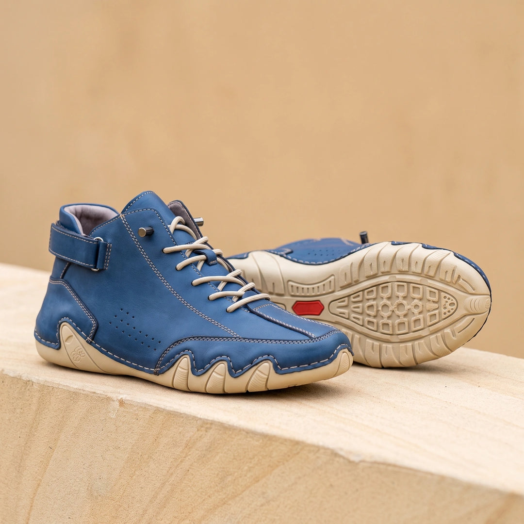 Leonardo Leather Wavy Sole High Top Sneakers - Blue