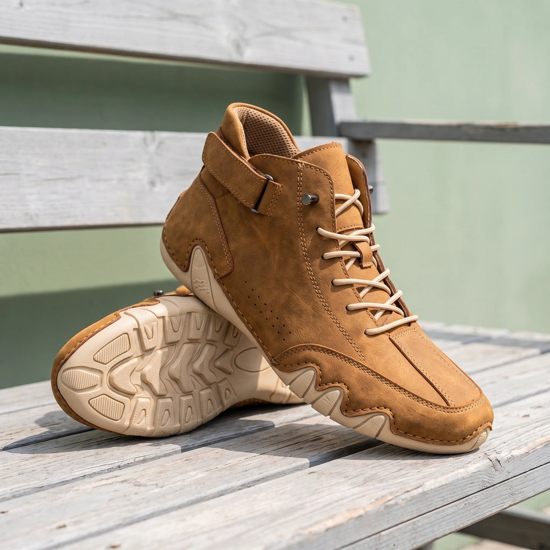 Leonardo Leather Wavy Sole High Top Sneakers - Brown