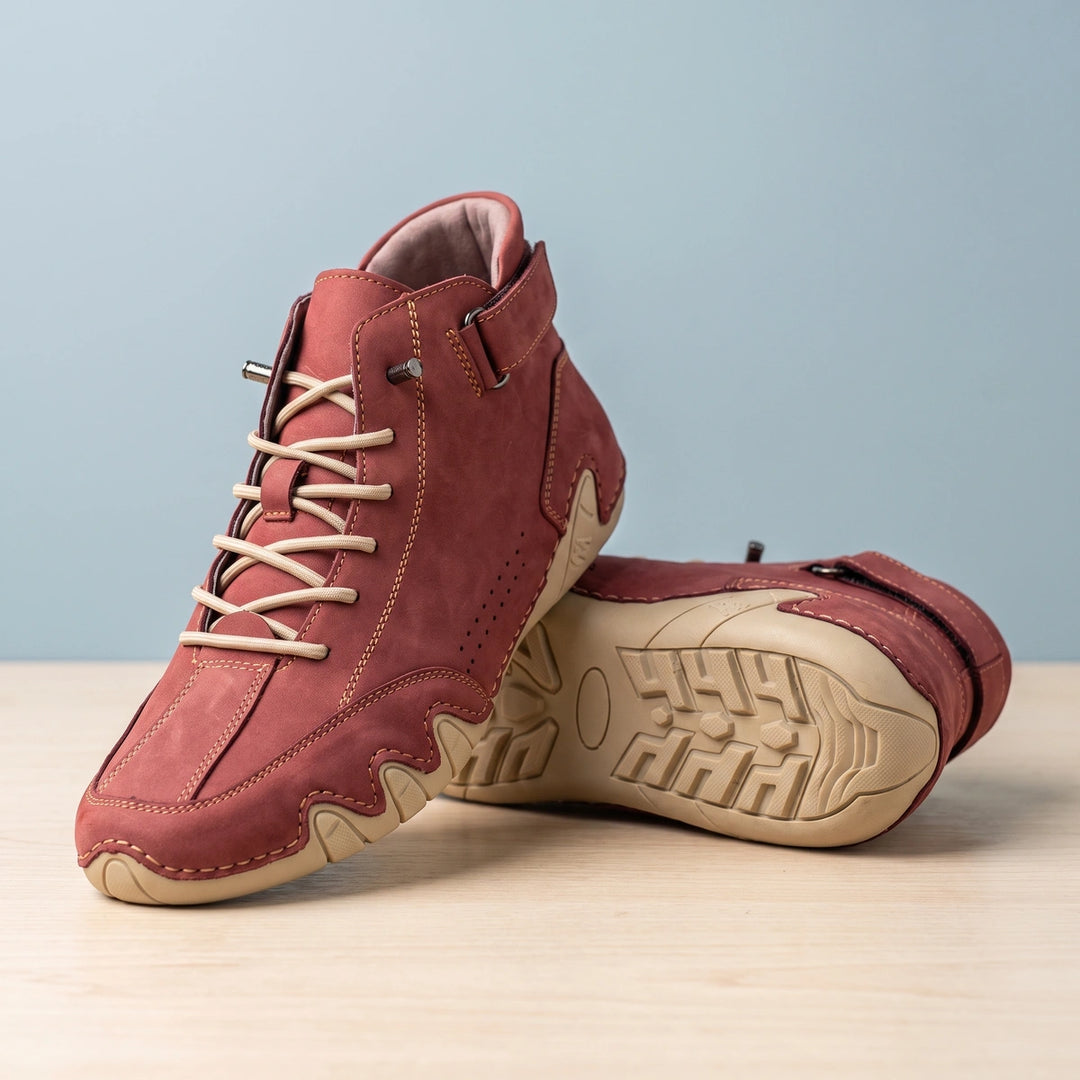 Leonardo Leather Wavy Sole High Top Sneakers - Rust