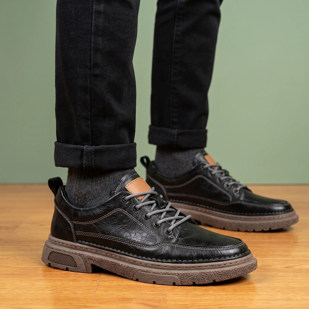Levi Leather Moc Toe Chunky Sole Casual Sneakers - Black