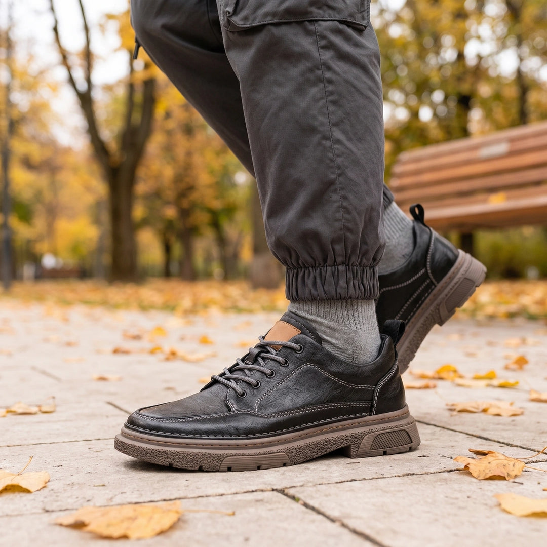 Levi Leather Moc Toe Chunky Sole Casual Sneakers - Black