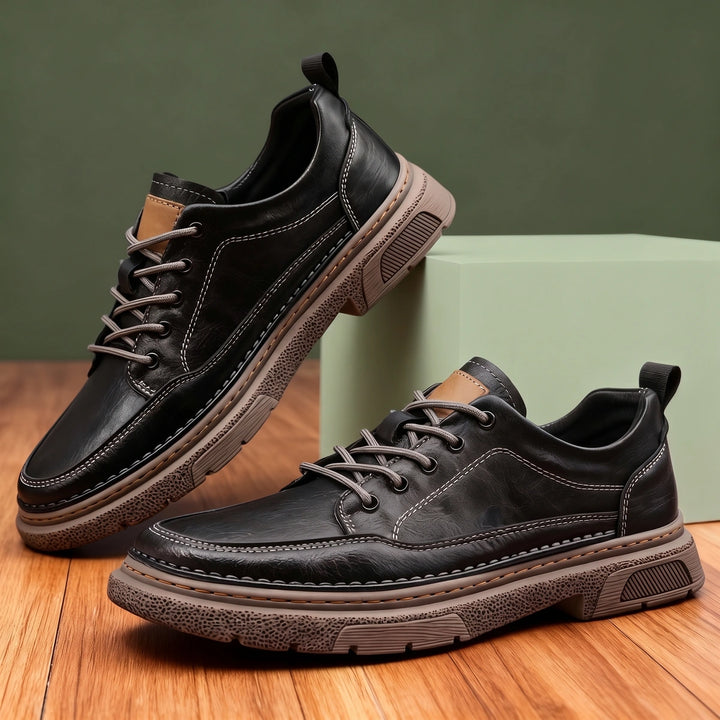 Levi Leather Moc Toe Chunky Sole Casual Sneakers - Black