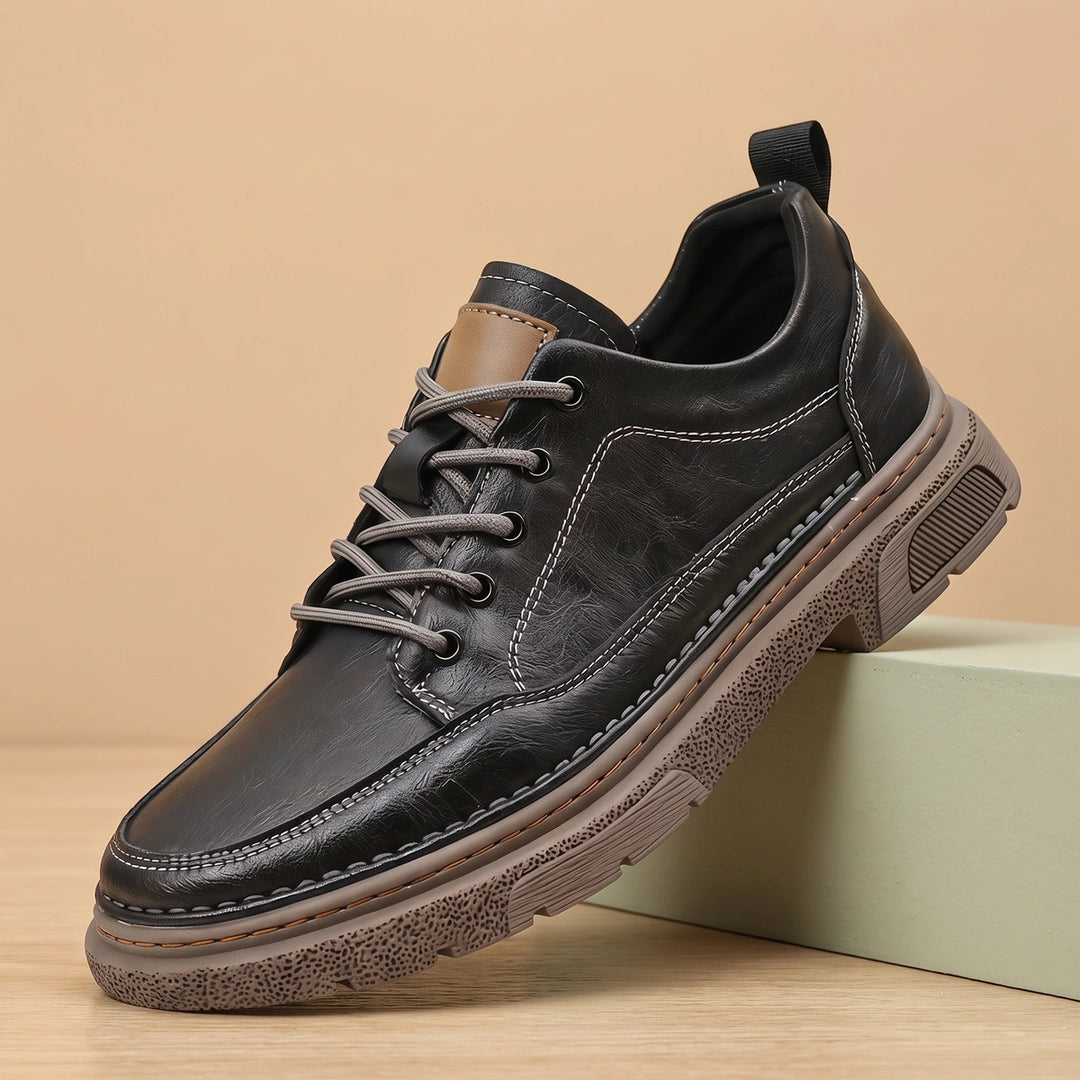 Levi Leather Moc Toe Chunky Sole Casual Sneakers - Black