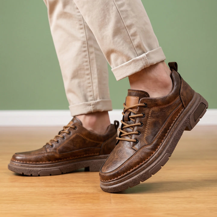Levi Leather Moc Toe Chunky Sole Casual Sneakers - Brown