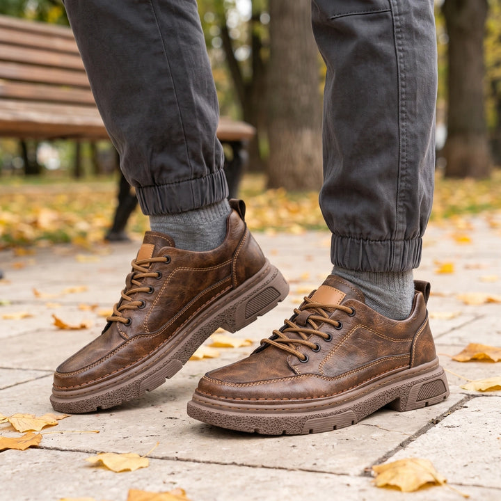 Levi Leather Moc Toe Chunky Sole Casual Sneakers - Brown
