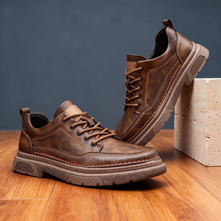 Levi Leather Moc Toe Chunky Sole Casual Sneakers - Brown