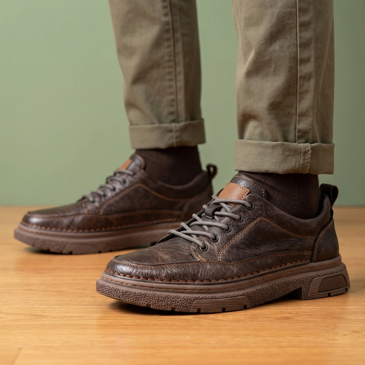 Levi Leather Moc Toe Chunky Sole Casual Sneakers - Dark Brown