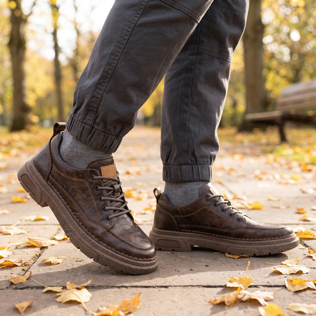 Levi Leather Moc Toe Chunky Sole Casual Sneakers - Dark Brown